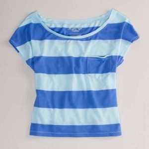 AEO Boat Striped Blue Tee